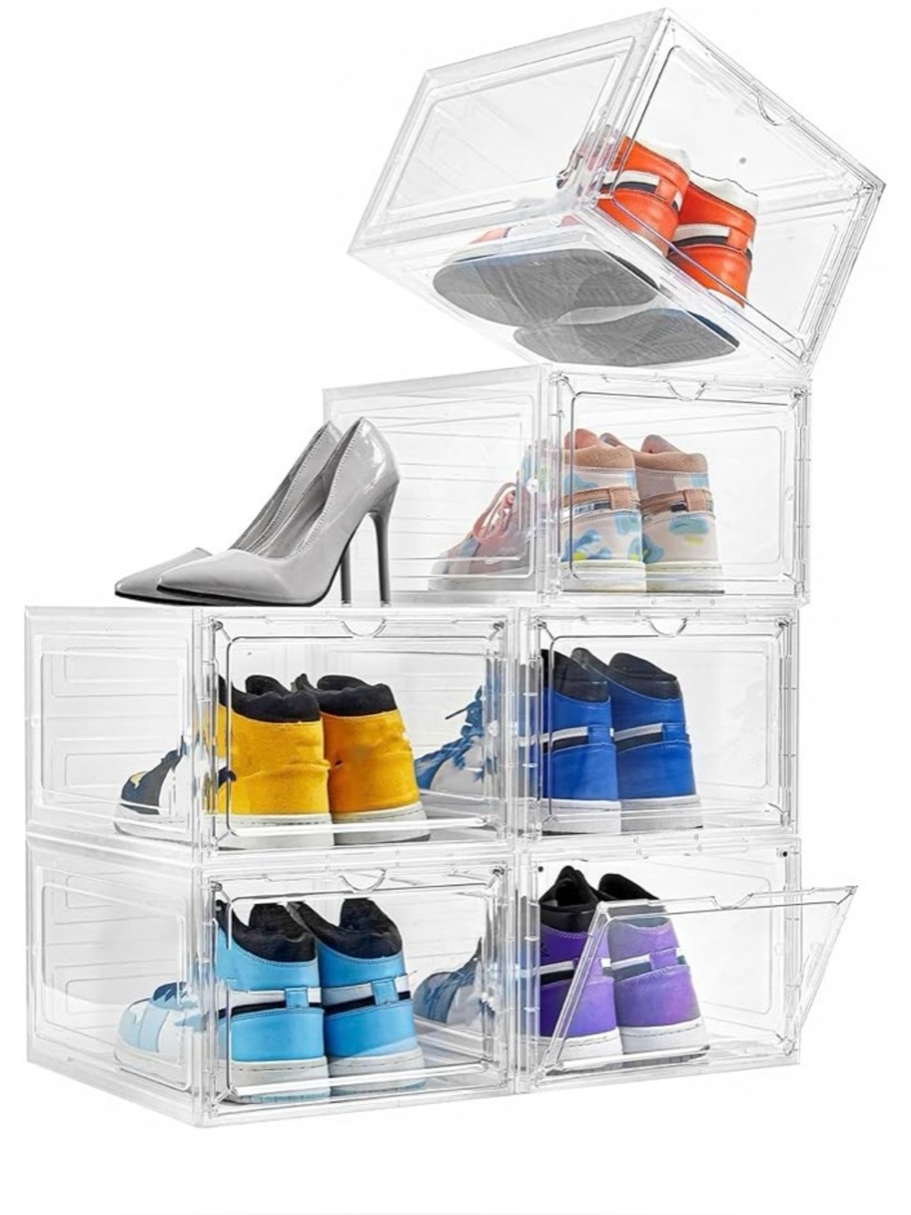 Clear Stackable Shoe Storage Cubes  Organizer (Clear) set of 6 used lightly